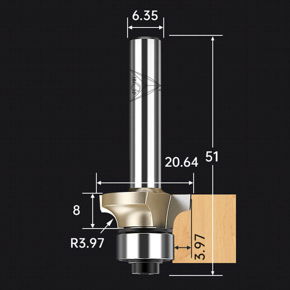 CHP0602 - Bearing Guided Roundover Router Bit (Professional Grade)