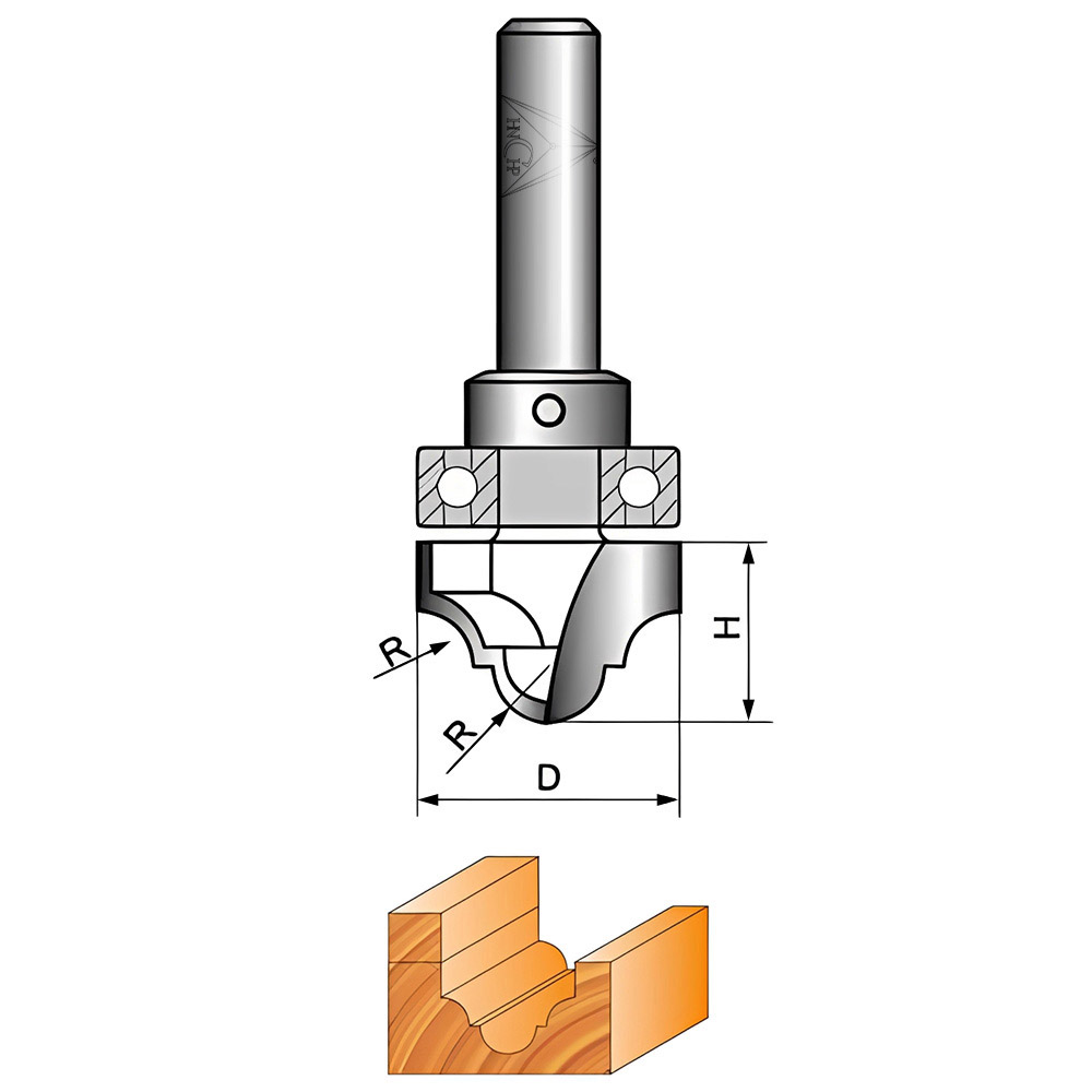 CHP0805R - Bearing Shank Double Roman Ogee Router Bit