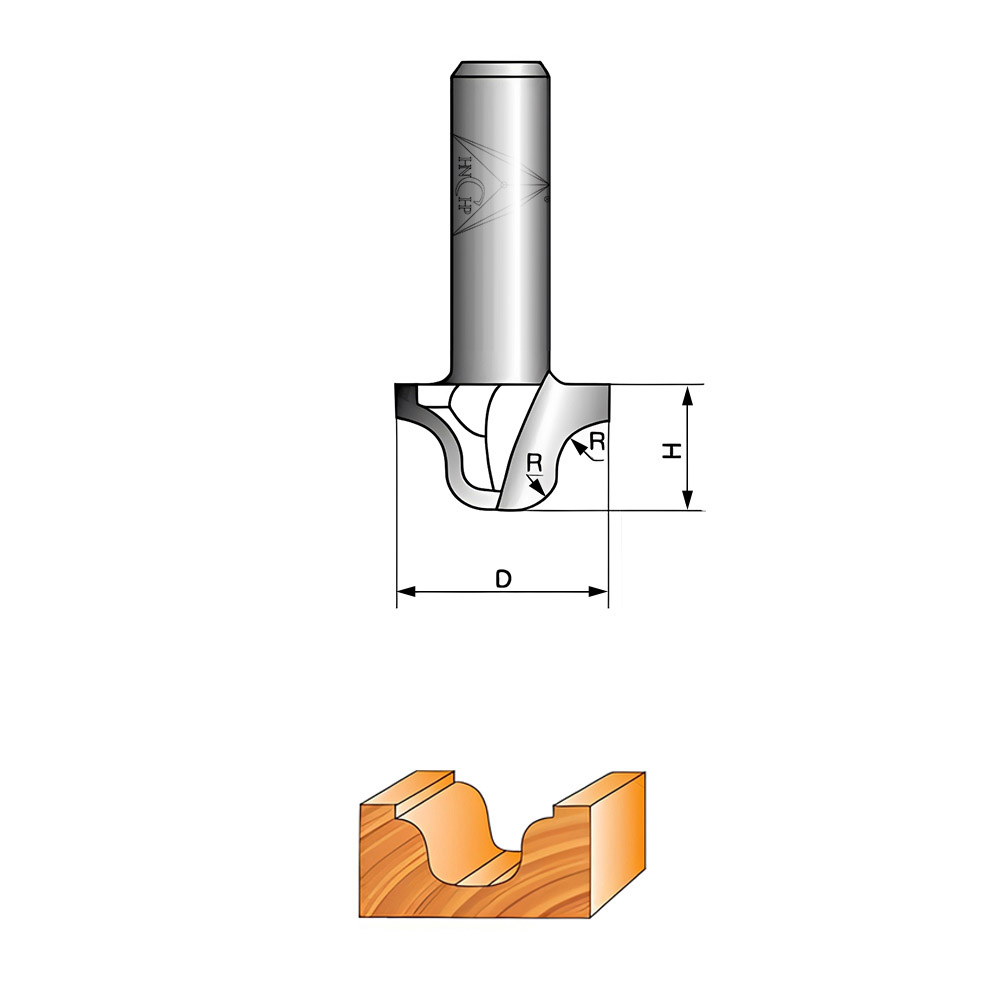 CHP0806M - Roman Ogee Router Bit Without Bearing