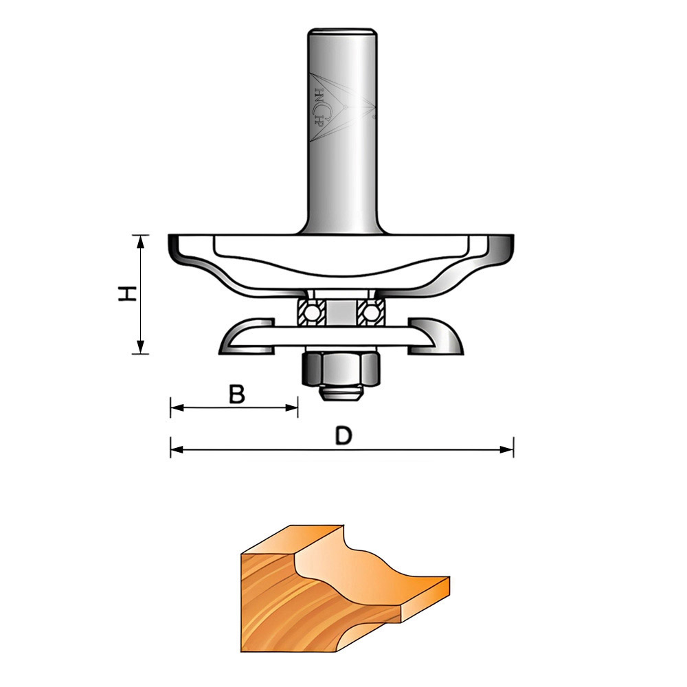 CHP1212 - Ogee Raised Panel Router Bit With Back Cutter
