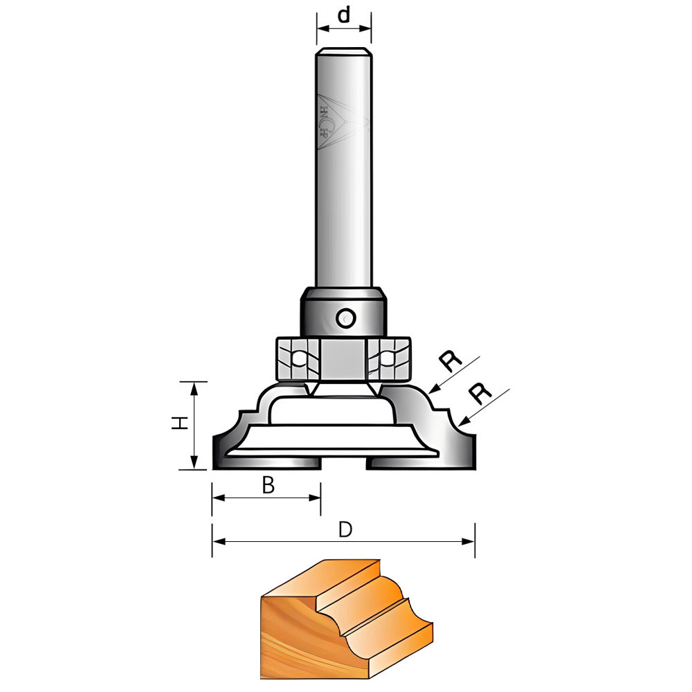 CHP2301 - Opposite Double Roman Ogee Router Bit