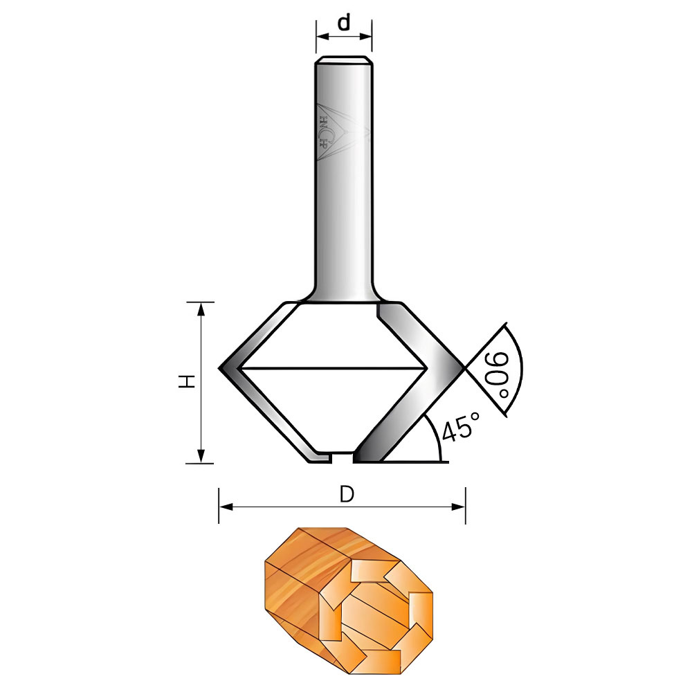 CHP2515 - 45° Bird Mouth Router Bit