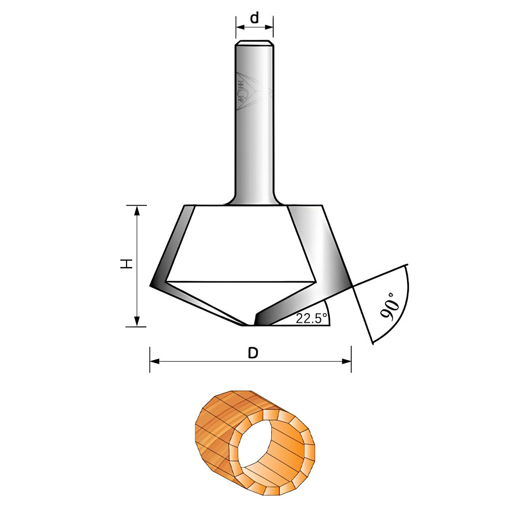 CHP2517 - 22.5° Bird Mouth Router Bit
