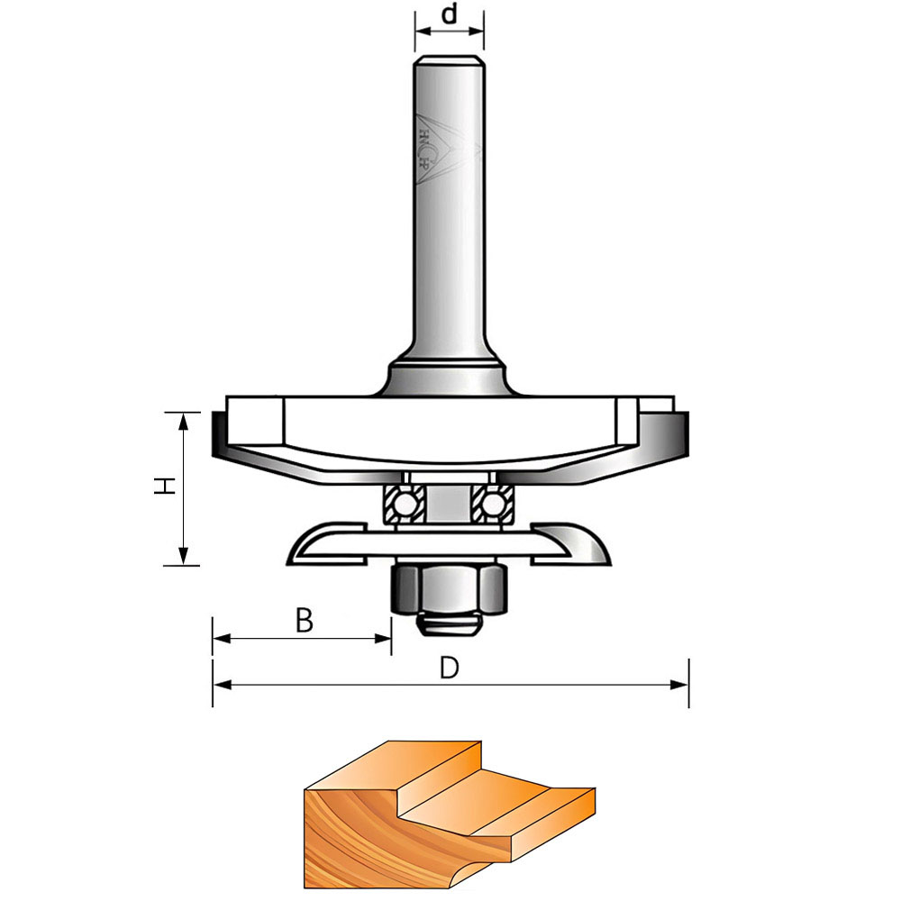 CHP3105 - 15° Raised Panel Router Bit With Back Cutters