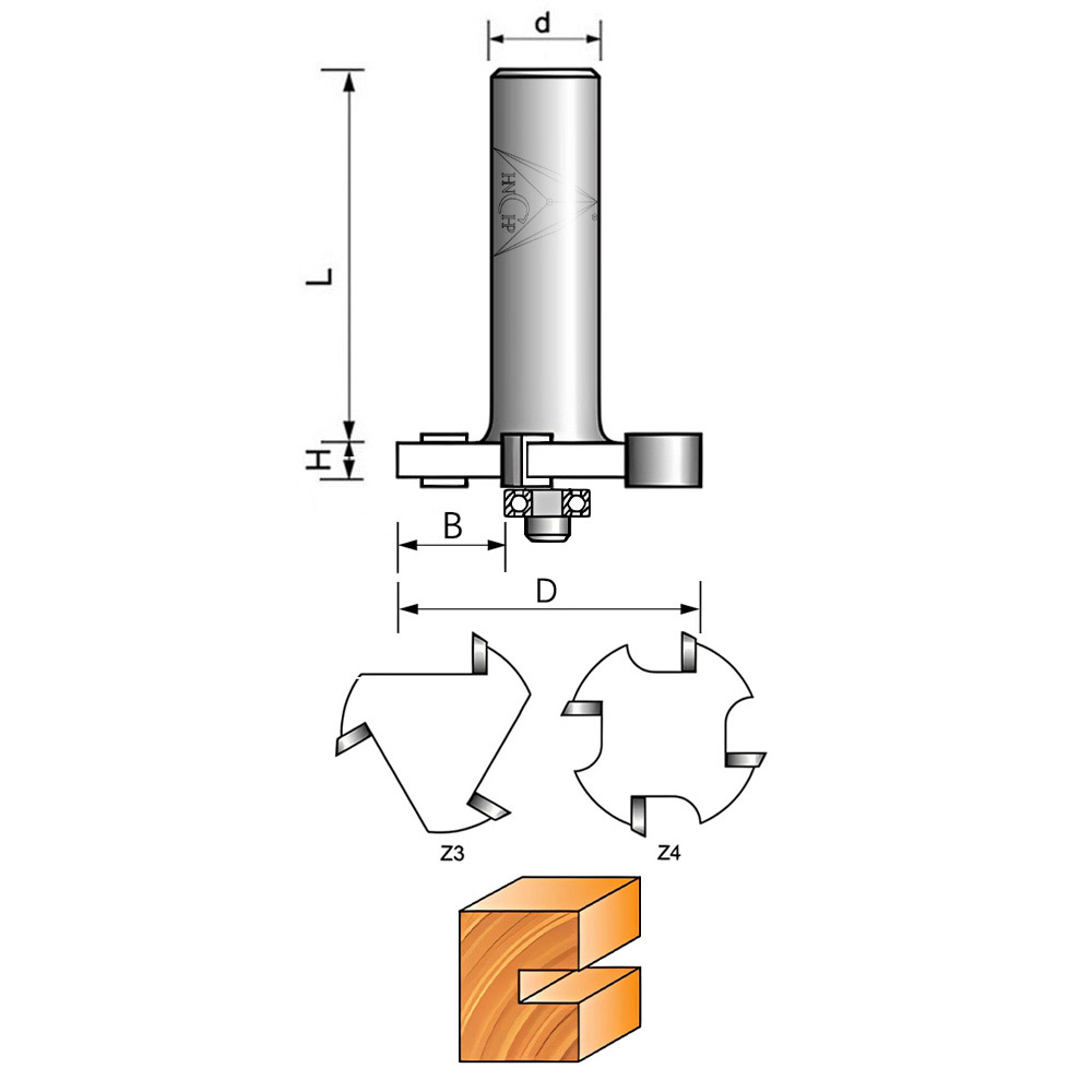 CHP9000A - Z3 Or Z4 "T" Type Slotting Router Bit