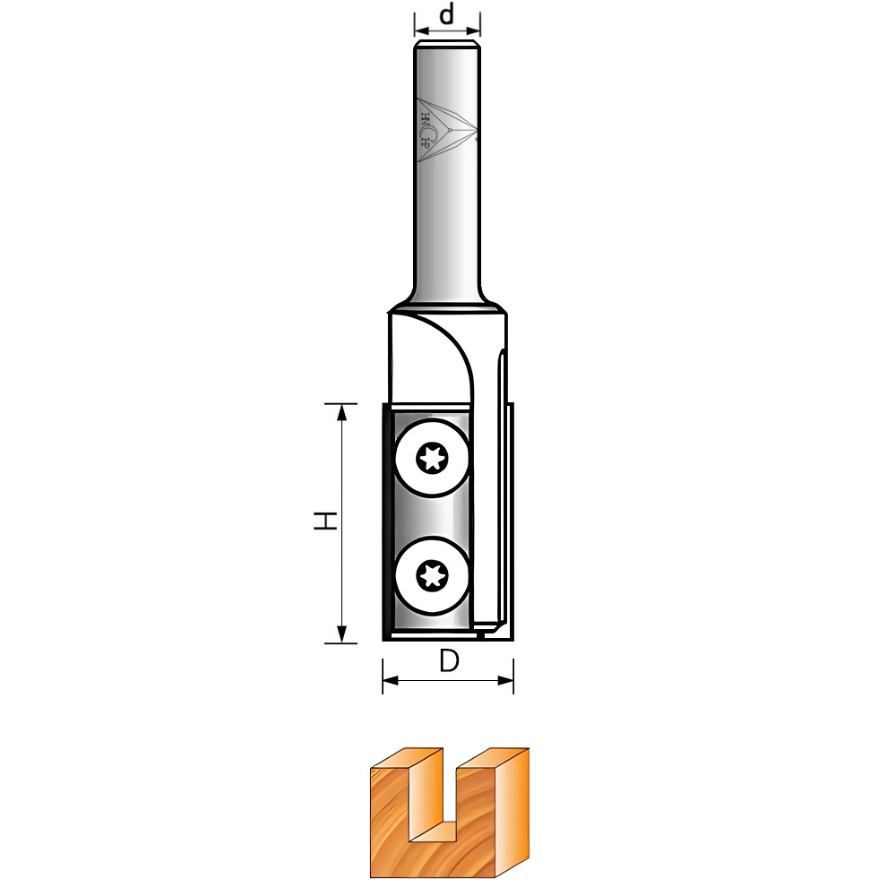 CHP107 - Carbide Insert Straight Router Bit (2 Flutes)