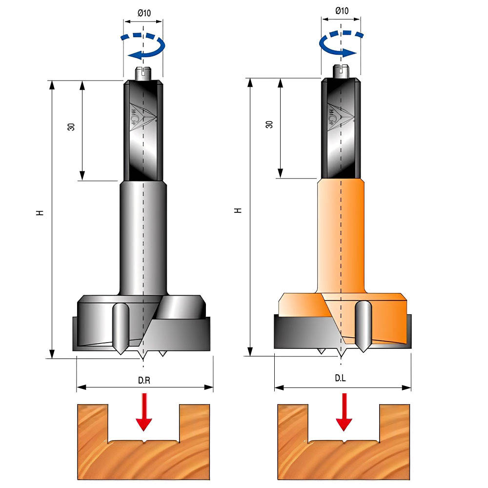 CHP18067 - T.C.T Drill Bit For Hinges (Right & Left)