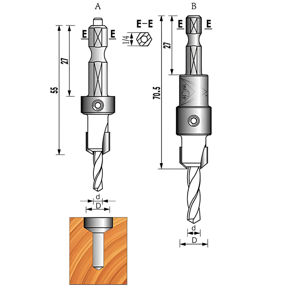 CHP17200 (1) - T.C.T Countersink Bit With Hex Shank