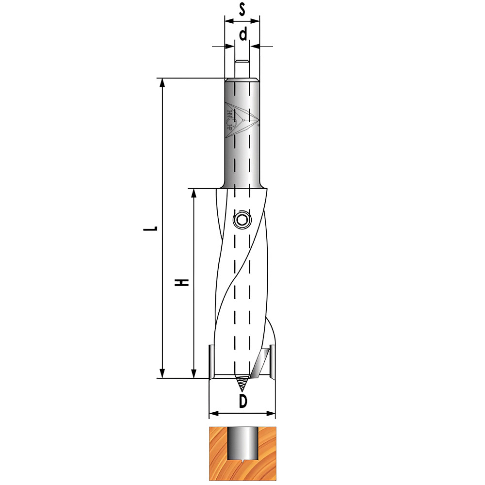 CHP1722X - Spiral Flutes Boring Bit With Drill Inside