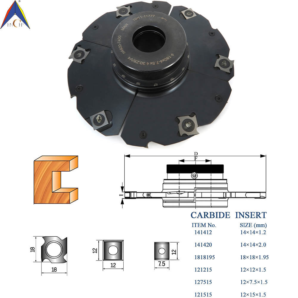 CHPJ006.06 - Carbide Insert Adjustable Grooving Cutterhead With Threaded Bush