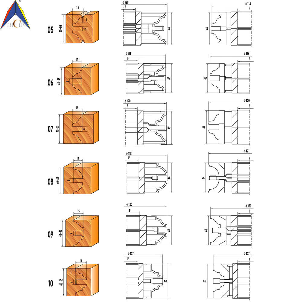 CHPH007.01 - Carbide Tipped 6 Pcs Doorframe Shaper Cutter Set