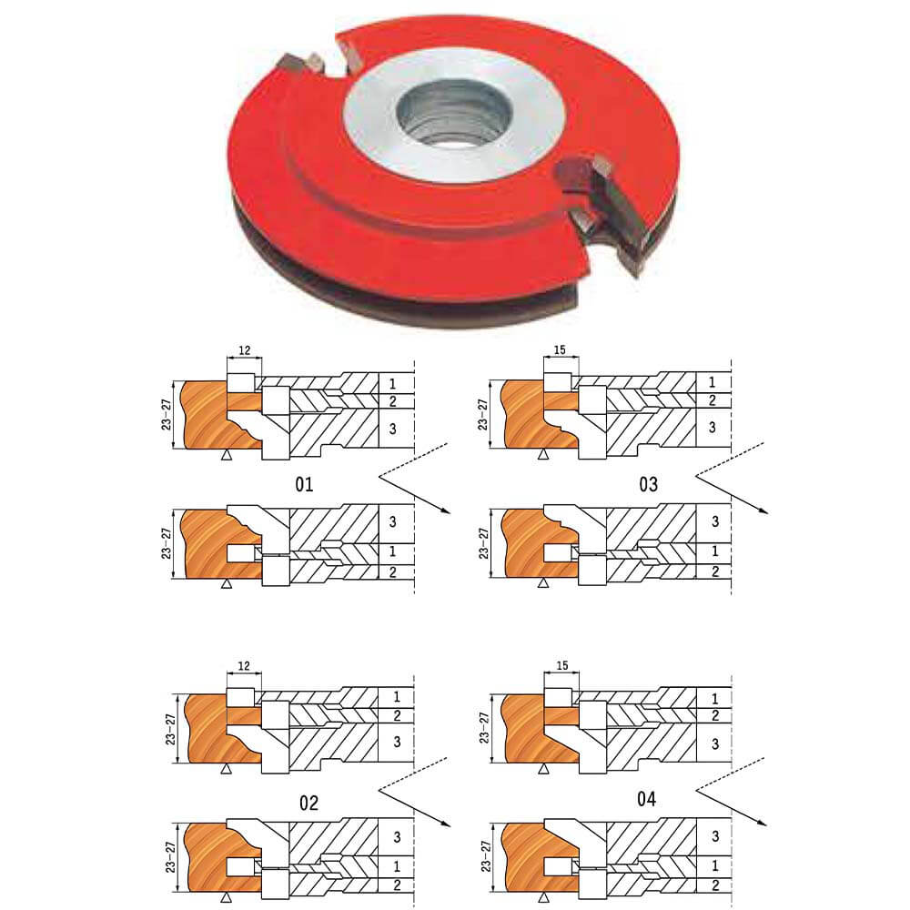 CHPH006.03 - Carbide Tipped 3 Pcs Cabinet Door Shaper Cutter Set