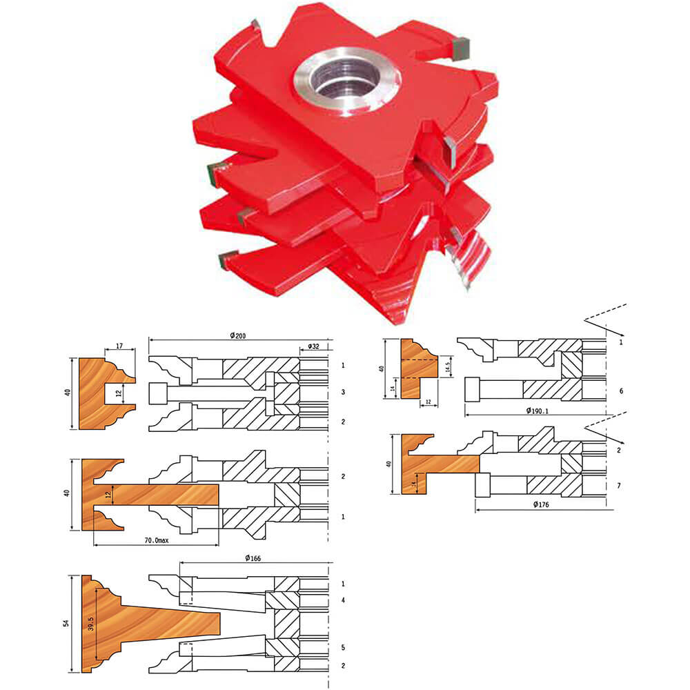 CHPH007.05 - Carbide Tipped 7 Pcs Doorframe Shaper Cutter Set