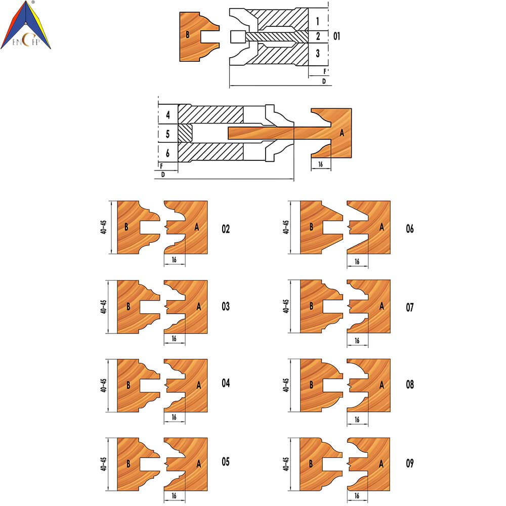 CHPH007.07 - Carbide Tipped 5 Pcs Doorframe Shaper Cutter Set