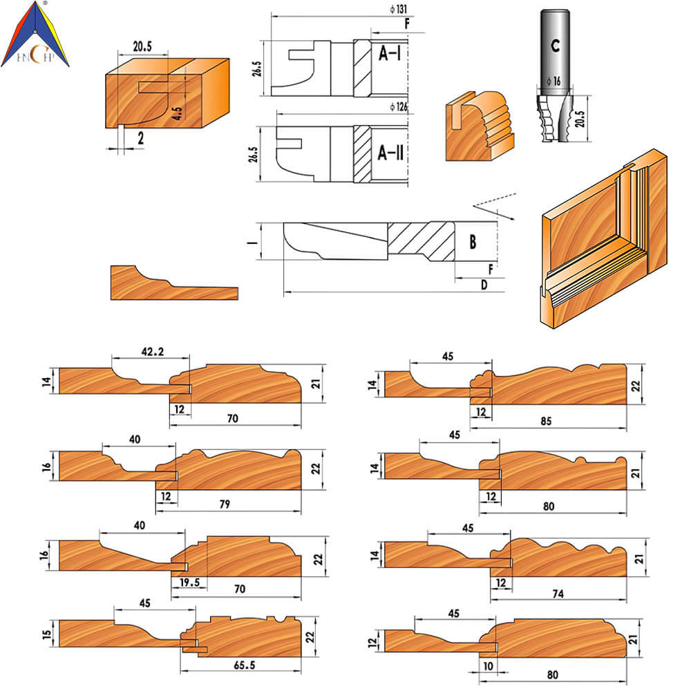 CHPH011.03 - Carbide Tipped 4 Pcs Cabinet Door Combination Shaper Cutter Set